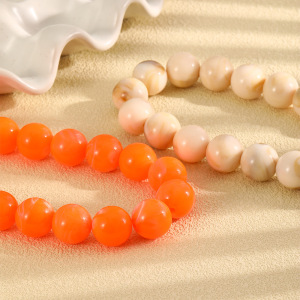 Colliers De Perles Rétro Simples, Dégradé De Couleurs, En Résine Dorée Pour Femmes h5 Image5