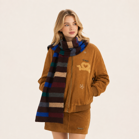Écharpes d'hiver Simple Series Retro Stripe multicolores en laine et polyester mélangé