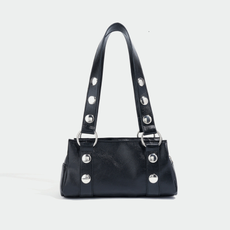 Sac bandoulière carré en PU à rivets cloutés style streetwear pour femme