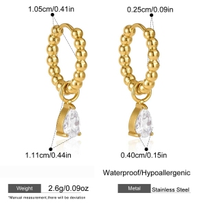 Boucles D'Oreilles Pendantes Pour Femme, Élégantes, En Forme De Cœur Et De Trèfle, En Acier Inoxydable Étanche, Couleur Or Et Zircon. Collection Simple. h5