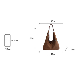 Sacs Cabas Pour Femmes En Daim Uni Avec Rivets Et Quincaillerie En Métal, Style Décontracté h5 Image5