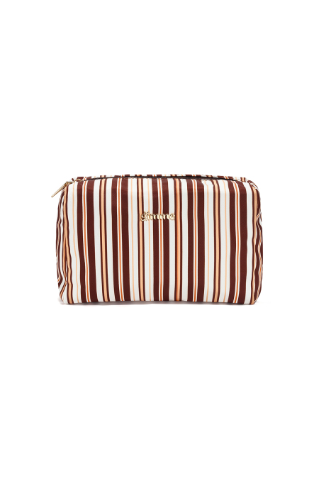 Trousse à maquillage rayée en polyester simple, accessoires du quotidien