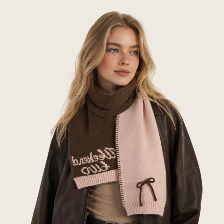 Écharpes d'hiver en polyester uni, motif nœud papillon et lettre douce, collection Simple Series