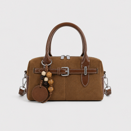 Sacs à main pour femmes en daim uni, style parisien chic, avec détails métalliques
