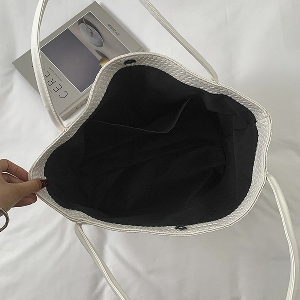 Sacs Fourre-Tout Pour Femmes En Pu Tissé Uni Style Bureau h5Image6