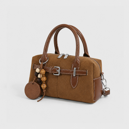 Sacs à main pour femmes en daim uni, style parisien chic, avec détails métalliques 2