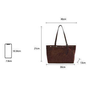 Sacs Cabas Pour Femmes En Daim Uni, Style Parisien Chic, Ornés De Clous (Le Charm N'Est Pas Inclus.) h5 Image6