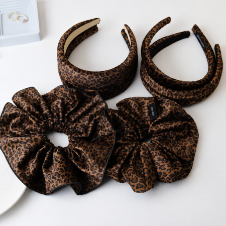 Bandeaux pour cheveux en tissu imprimé léopard rétro de la série Simple 2