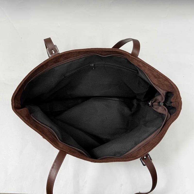 Sacs Cabas Pour Femmes En Daim Uni, Style Parisien Chic, Ornés De Clous (Le Charm N'Est Pas Inclus.) Image5