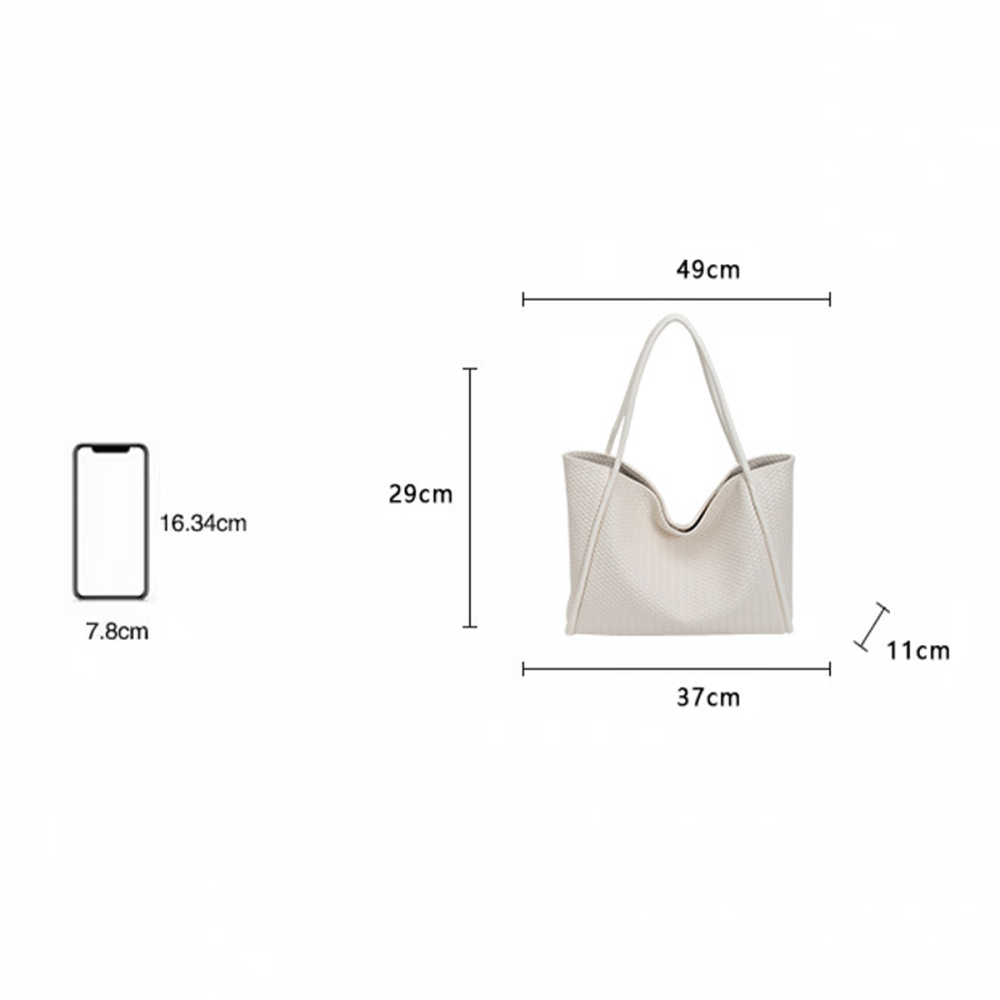 Sacs Fourre-Tout Pour Femmes En Pu Tissé Uni Style Bureau h5Image4