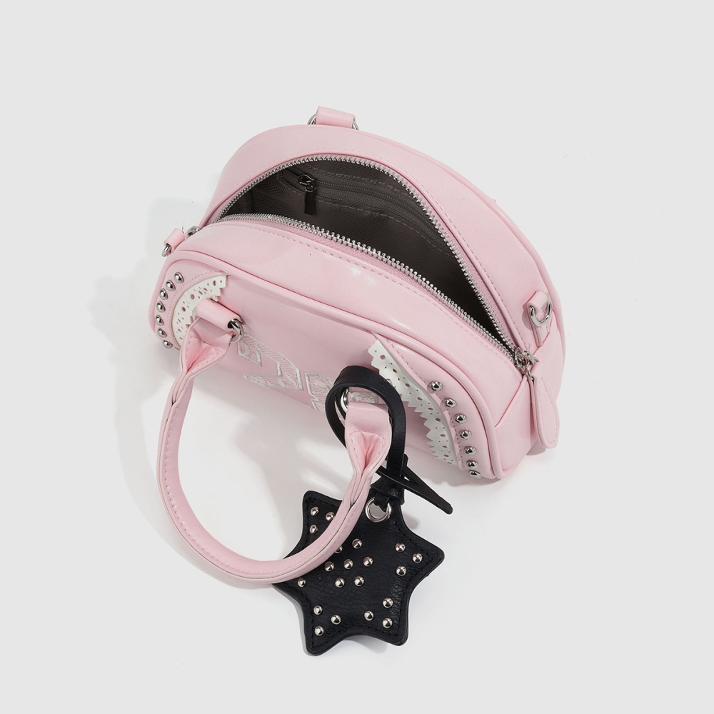 Sacs À Main Pour Femmes En Pu Avec Rivets En Dentelle Cloutée Style Années 2000 (Le Pendentif N'Est Pas Inclus.) h5Image3