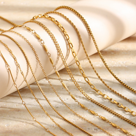 Collier chaîne Simple Series Daily Twist en acier inoxydable étanche couleur or pour femme