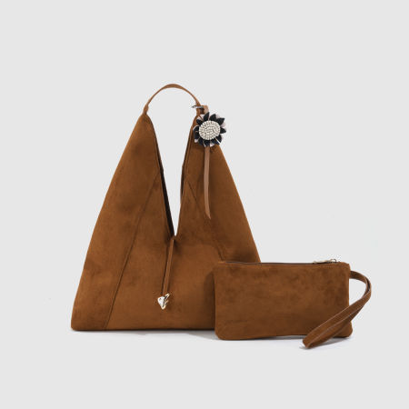 Sacs cabas minimalistes en daim uni pour femmes (Le charm pour sac n'est pas inclus.)
