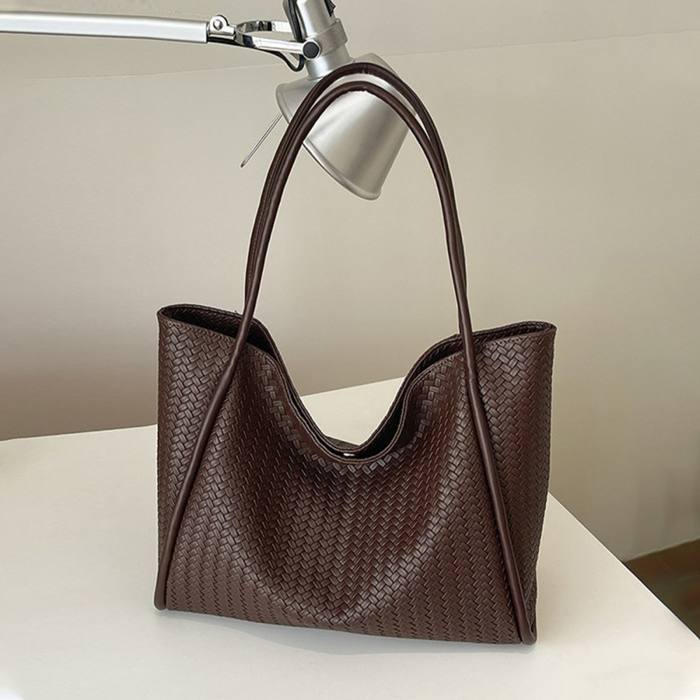Sacs Fourre-Tout Pour Femmes En Pu Tissé Uni Style Bureau h5Image3