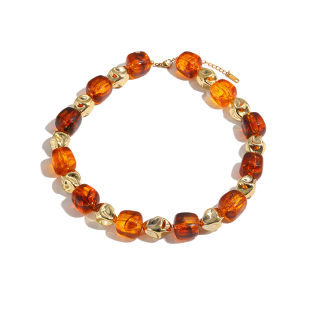 Colliers de perles pour femmes, collection Simple Series, style rétro, formes irrégulières, en résine couleur or