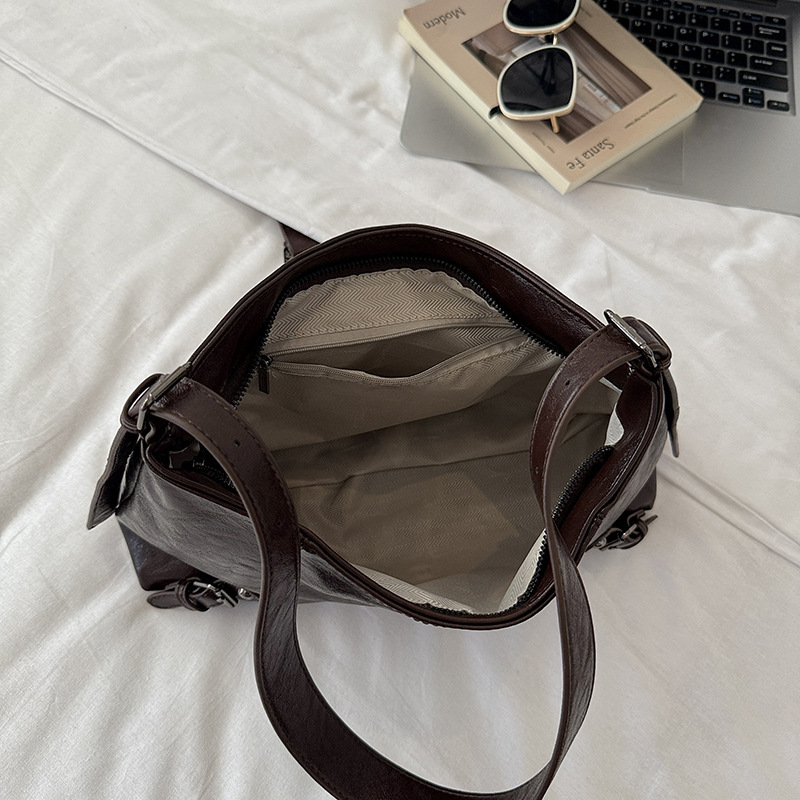 Sacs Bandoulière Femme Style Streetwear Avec Détails Métalliques Et Couleur Unie En Pu h5Image6
