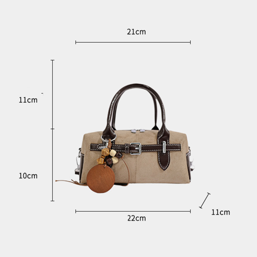 Sacs À Main Pour Femmes En Daim Uni, Style Parisien Chic, Avec Détails Métalliques h5Image6