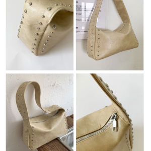 Sacs À Bandoulière Carrés Pour Femmes, Style Décontracté, Couleur Unie, Cloutés, En Pu. h5 Image7