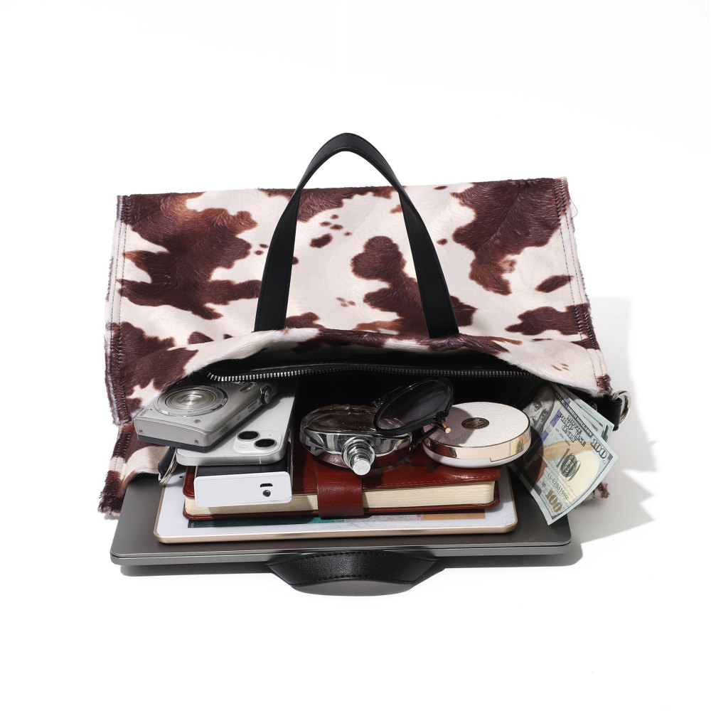 Sacs Cabas Carrés Pour Femmes, Style Décontracté, Couleur Unie Duveteuse, Imprimé Léopard Et Animaux, En Velours Côtelé. h5Image4
