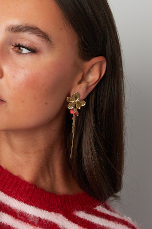Boucles D'Oreilles Pendantes En Acier Inoxydable, Motif Fleur, Collection Daily Simple, Bijoux Pour Femmes h5 Image2