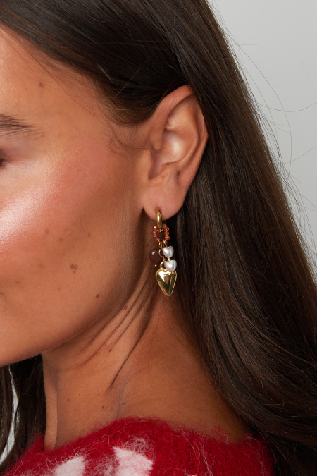 Boucles D'Oreilles En Perles D'Acier Inoxydable En Forme De Cœur, Collection Daily Simple, Bijoux Pour Femmes 2