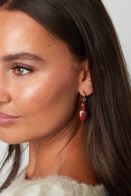 Boucles d'oreilles en perles d'acier inoxydable en forme de cœur, collection Daily Simple, bijoux pour femmes 2