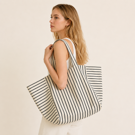 Sac cabas/sac bandoulière femme en toile unie style décontracté 2