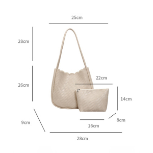 Sac Fourre-Tout Femme En Pu Tissé Uni Style Bureau h5 Image6