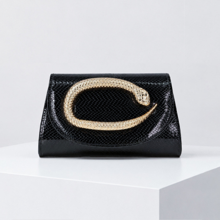 Pochettes de soirée pour femmes en PU avec fermoir en métal et motif serpent