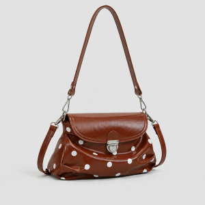 Sacs À Bandoulière Pour Femmes En Pu À Pois Et Accessoires Métalliques Style Bureau h5 Image2