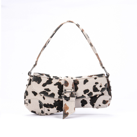 Sacoche de selle pour femme en tissu imprimé à motif vache, style streetwear