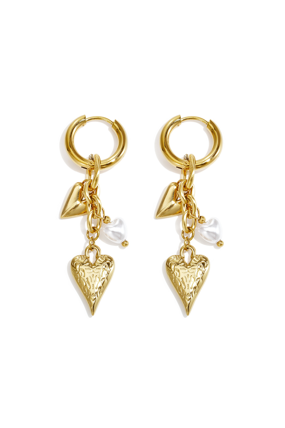 Boucles D'Oreilles Pendantes En Acier Inoxydable En Forme De Cœur, Collection Simple Daily Simple, Bijoux Pour Femmes