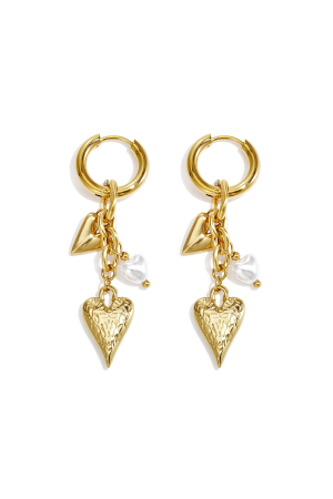 Boucles D'Oreilles Pendantes En Acier Inoxydable En Forme De Cœur, Collection Simple Daily Simple, Bijoux Pour Femmes h5