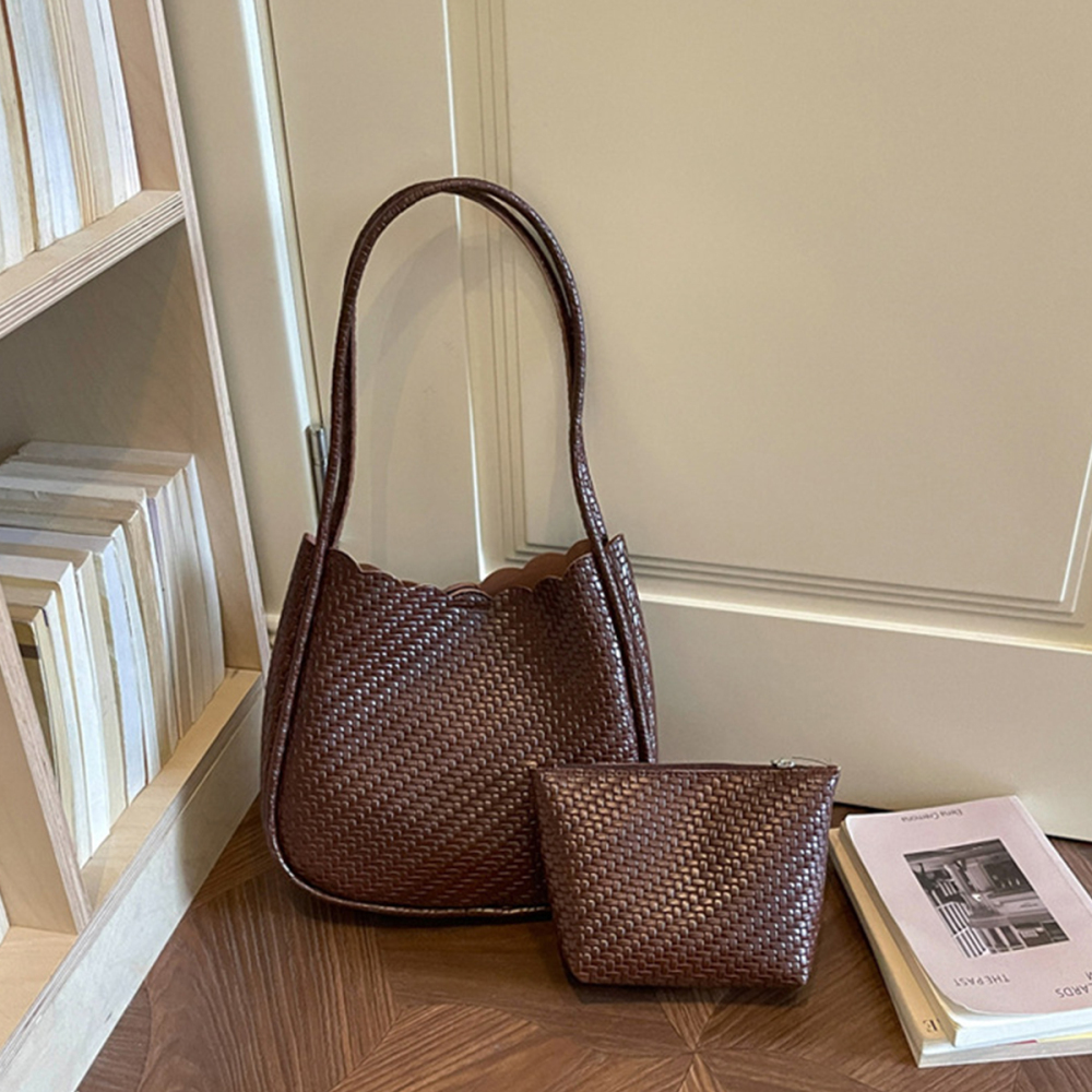 Sac Fourre-Tout Femme En Pu Tissé Uni Style Bureau h5Image3