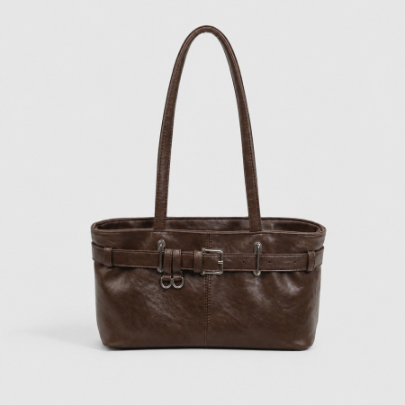 Sac À Main Pour Femme Style Old Money Avec Quincaillerie En Métal Et Couleur Unie En Pu, Style Est-Ouest
