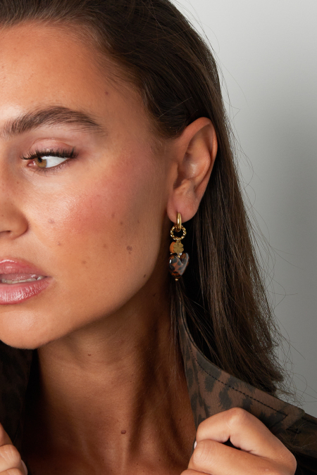 Boucles D'Oreilles En Perles D'Acier Inoxydable En Forme De Cœur, Collection Daily Simple, Bijoux Pour Femmes 2