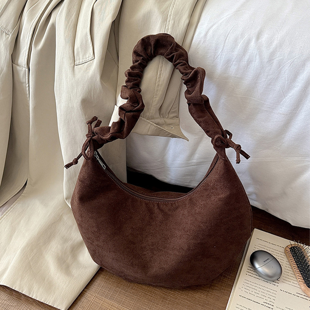 Sacs À Bandoulière Pour Femmes En Daim Uni, Style Chic Parisien h5Image3