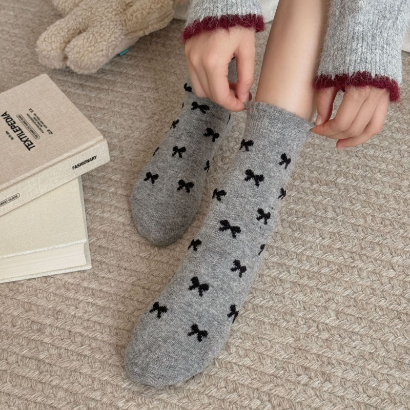 Chaussettes Mi-Mollet À Rayures Basiques En Laine À Carreaux Image4
