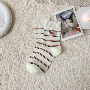 Chaussettes Mi-Mollet À Rayures Élégantes, À Pois Et À Motifs Animaliers, Légèrement Rebondissantes h5 Image2
