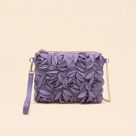 Pochette carrée femme en nylon rose uni à patchwork fleuri style décontracté