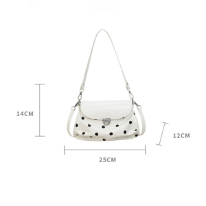 Sacs À Bandoulière Pour Femmes En Pu À Pois Et Accessoires Métalliques Style Bureau h5 Image6