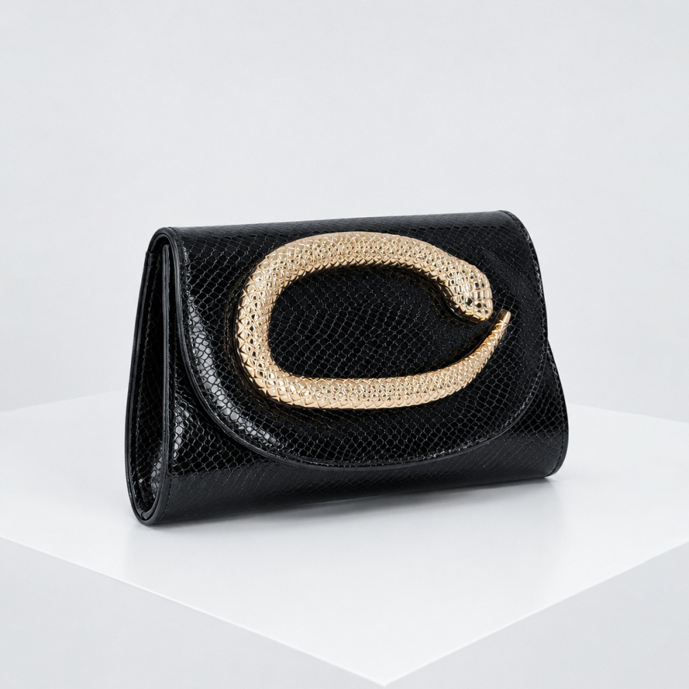 Pochettes De Soirée Pour Femmes En Pu Avec Fermoir En Métal Et Motif Serpent Image2