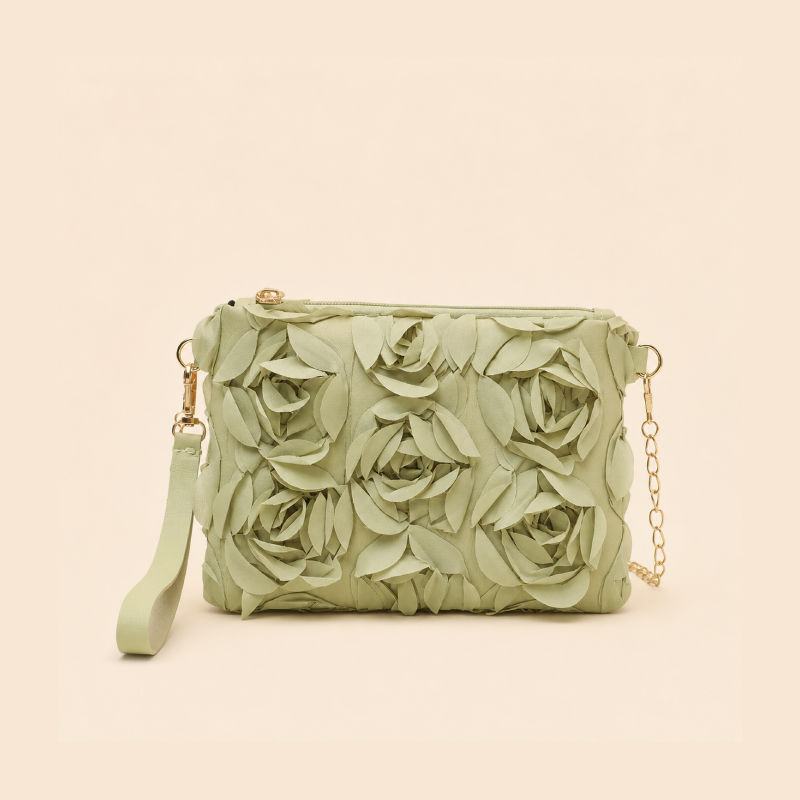 Pochette Carrée Femme En Nylon Rose Uni À Patchwork Fleuri Style Décontracté Image2