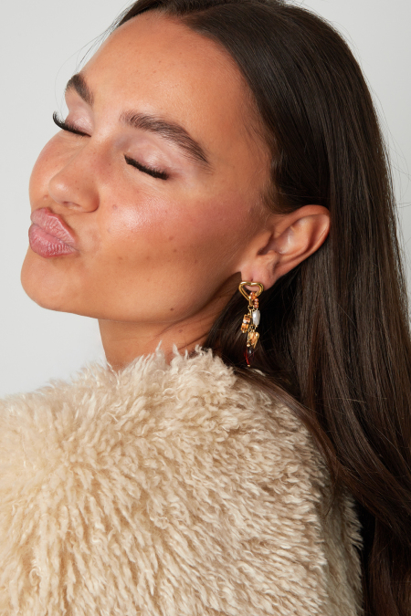 Boucles D'Oreilles Pendantes En Acier Inoxydable En Forme De Cœur, Collection Élégante Et Luxueuse Pour Femmes, À Porter Au Quotidien. 2