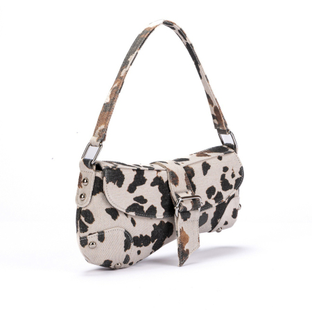 Sacoche de selle pour femme en tissu imprimé à motif vache, style streetwear 2