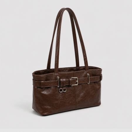 Sac À Main Pour Femme Style Old Money Avec Quincaillerie En Métal Et Couleur Unie En Pu, Style Est-Ouest 2