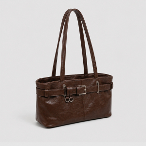 Sac À Main Pour Femme Style Old Money Avec Quincaillerie En Métal Et Couleur Unie En Pu, Style Est-Ouest h5 Image2