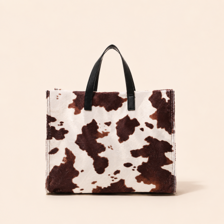 Sacs cabas carrés pour femmes, style décontracté, couleur unie duveteuse, imprimé léopard et animaux, en velours côtelé.