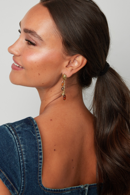 Boucles d'oreilles pendantes en acier inoxydable, collection Soleil, élégante et luxueuse pour tous les jours, bijoux pour femmes 2