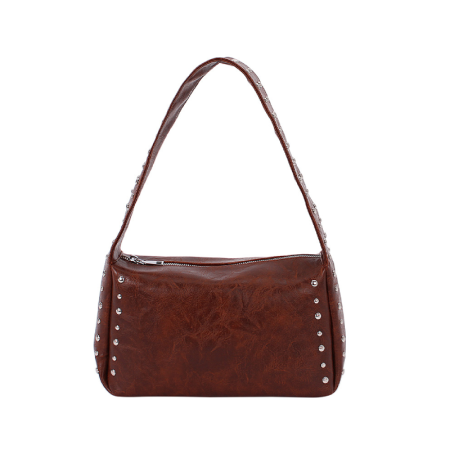 Sacs à bandoulière carrés pour femmes, style décontracté, couleur unie, cloutés, en PU.